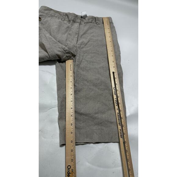 Kenar Capri Pants Womens Size 8 Beige Linen Rayon Blend Mid Rise Minimalist - Picture 7 of 9